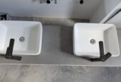 Meuble Lavabo Double (2 vasques + 2 robinets inclus) / Double Sink Vanity Unit (2 countertop basins + 2 taps included)