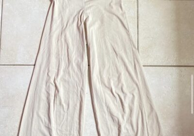 leg beige pants for women, casual style, high waist, soft fabric.