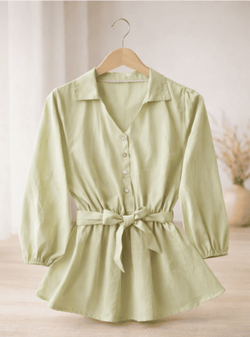 Elegant Pastel Green Peplum Top