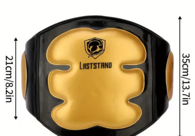 Muay Thai Waist Pad with Dodo emblem, black and gold, for martial arts training