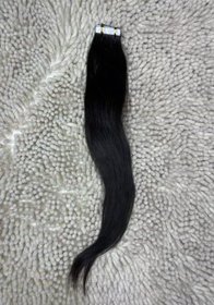Hair extension clip-in, black color, straight style, synthetic or human hair, for hair length enhancement.