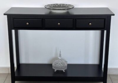 Modern Black Console Table with Drawer Storage