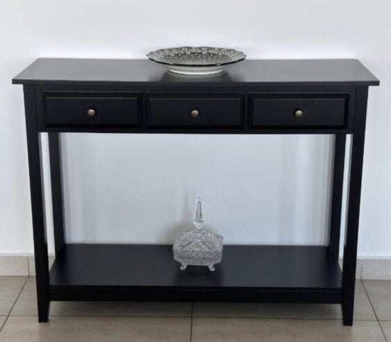 Elegant Black Console Table with 3 Drawers