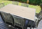 Weatherproof Dining Table With Cushions, Excellent Condition