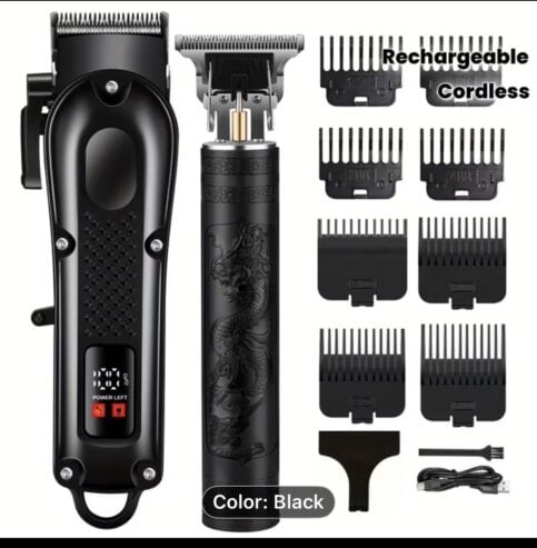 Black colored WEEME 2pcs Grooming Kit Electric Hair Clipper + Beard Trimmer, USB
