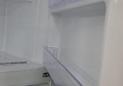 Refrigerator interior with transparent shelves