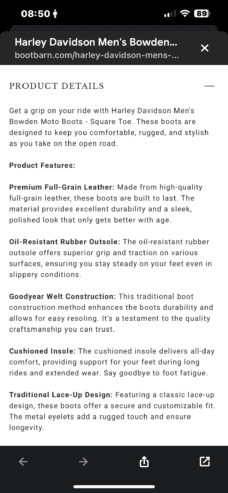 Harley Davidson Bowden motorcycle boots