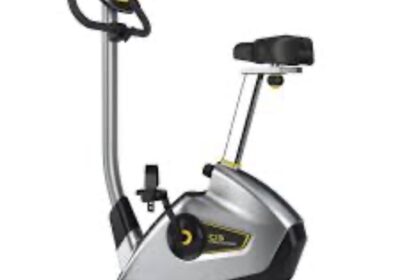Compact exercise bike with digital display, black and silver color, ideal for home workouts. Suitable for fitness enthusiasts seeking convenient cardio training.