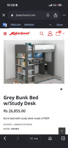 Bunk bed with Study Desk