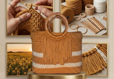 Handmade Woven Bag with Craft Supplies